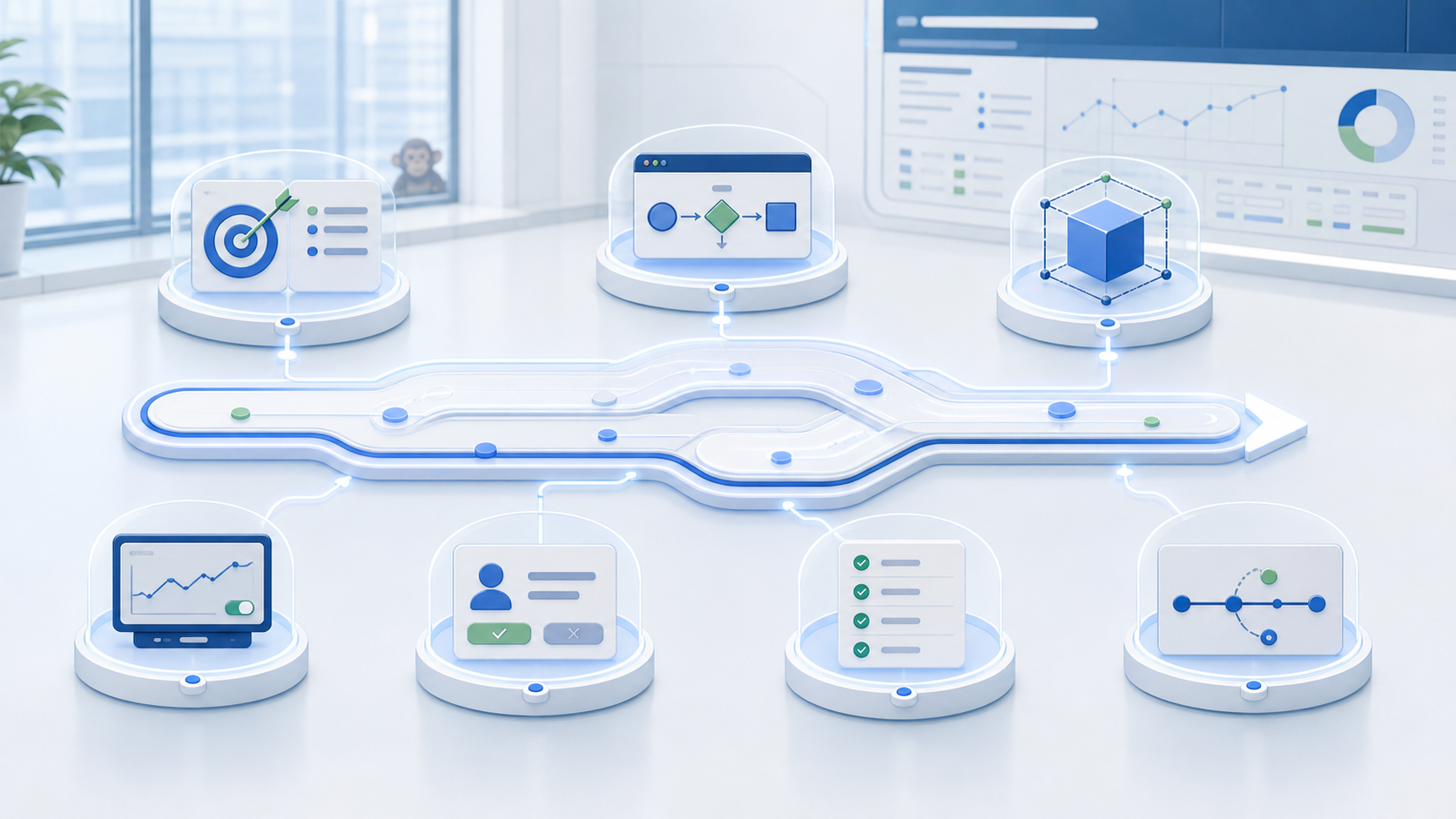 Seven visual control checkpoints surrounding an operational Agent process